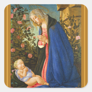Christmas Botticelli Madonna and Child Square Sticker