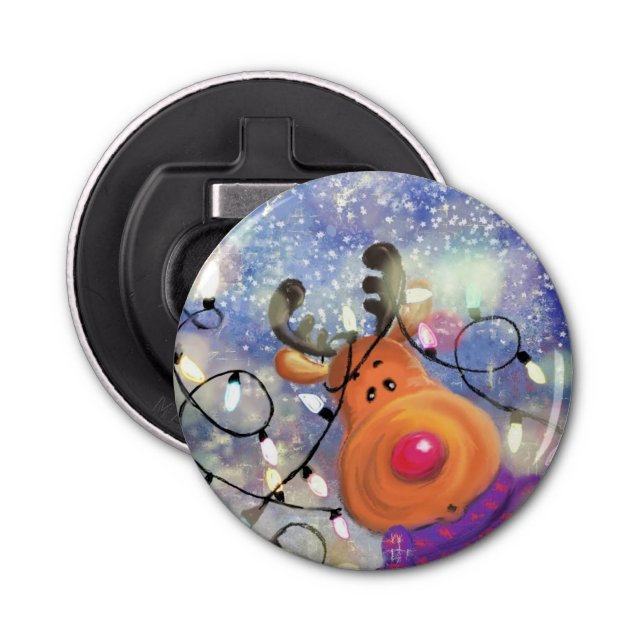 Christmas Bottle Opener Gift with Happy Reindeer (Front)