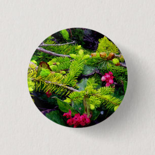 Christmas Bough 3 Cm Round Badge