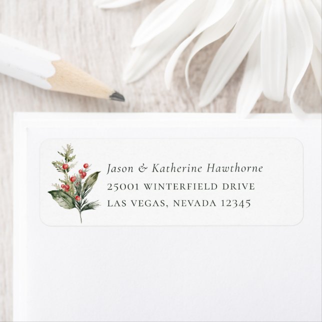 Christmas Boughs Holiday Return Address Label (Insitu)