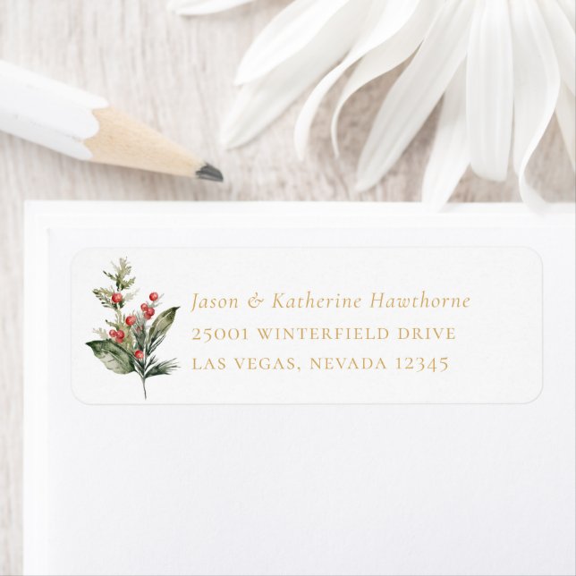Christmas Boughs Holiday Return Address Return Address Label (Insitu)