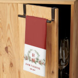 Christmas Boughs Monogram Holiday Tea Towel<br><div class="desc">Rustic Watercolor Christmas Monogram Wreath,  Greenery and Berry Boughs,  Holiday Kitchen Towel.</div>