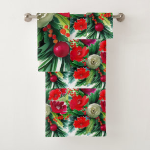 Christmas Bouquet Bath Towel Set