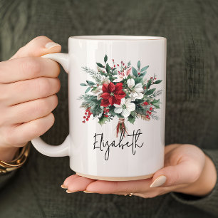 Christmas Bouquet Floral Mug for Women or Coworker