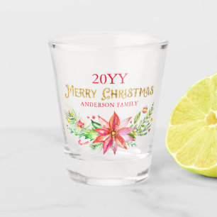 Christmas bouquet Merry Christmas Typography Shot Glass