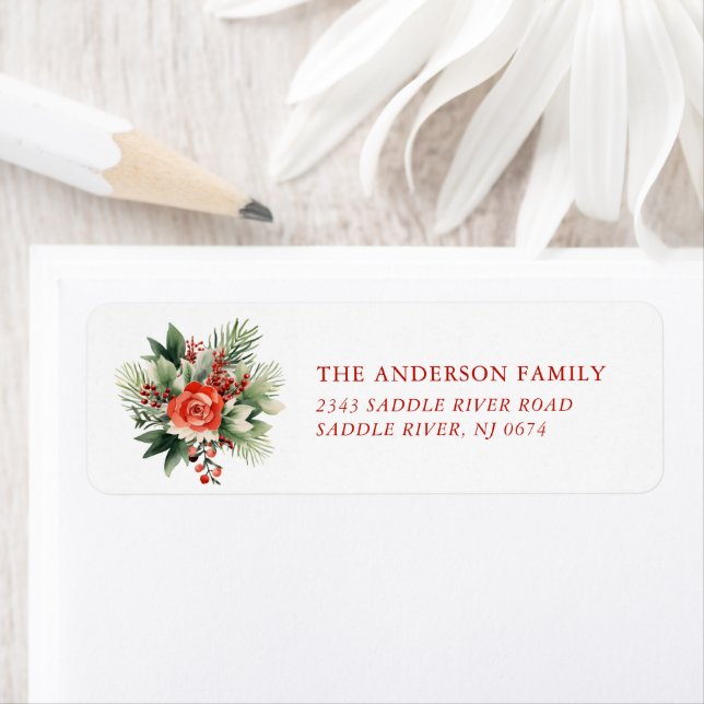 Christmas Bouquet Return Address Label (Insitu)