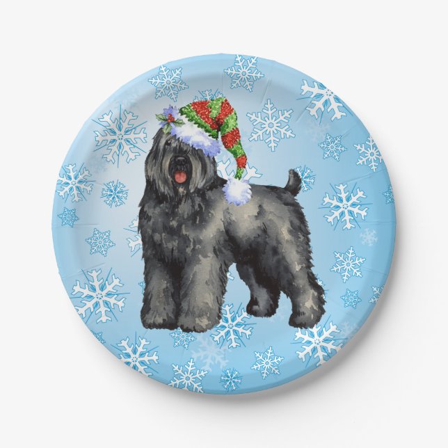 Christmas Bouvier Paper Plate (Front)