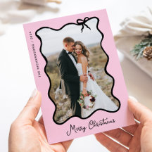Christmas Bow | Black and Blush Pink Photo Frame