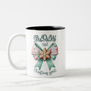 Christmas Bow Christmas Ginger Bread Bow Festive Two-Tone Coffee Mug