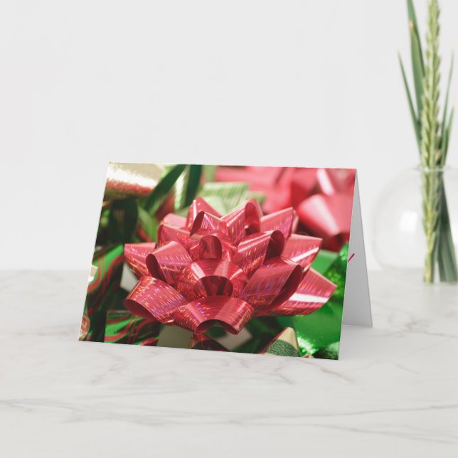 Christmas Bow Christmas Greeting Card (Front)