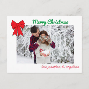 Christmas Bow & Deer Custom Photo Postcard
