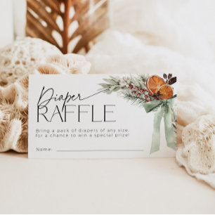 Christmas Bow Diaper Raffle Ticket Baby Shower  Enclosure Card