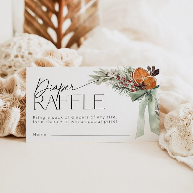 Christmas Bow Diaper Raffle Ticket Baby Shower  Enclosure Card (Creator Uploaded)