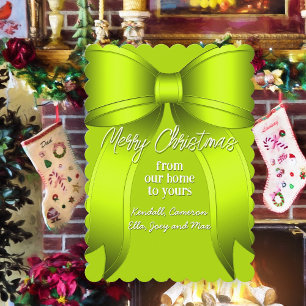 Christmas Bow Lime Green Greeting Card
