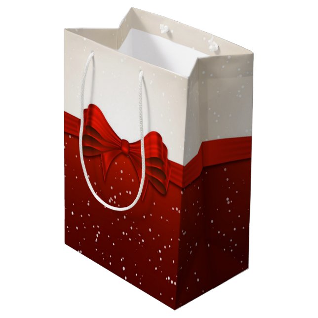 Christmas Bow Medium Gift Bag (Back Angled)