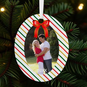 Christmas Bow Monogram Metal Tree Decoration