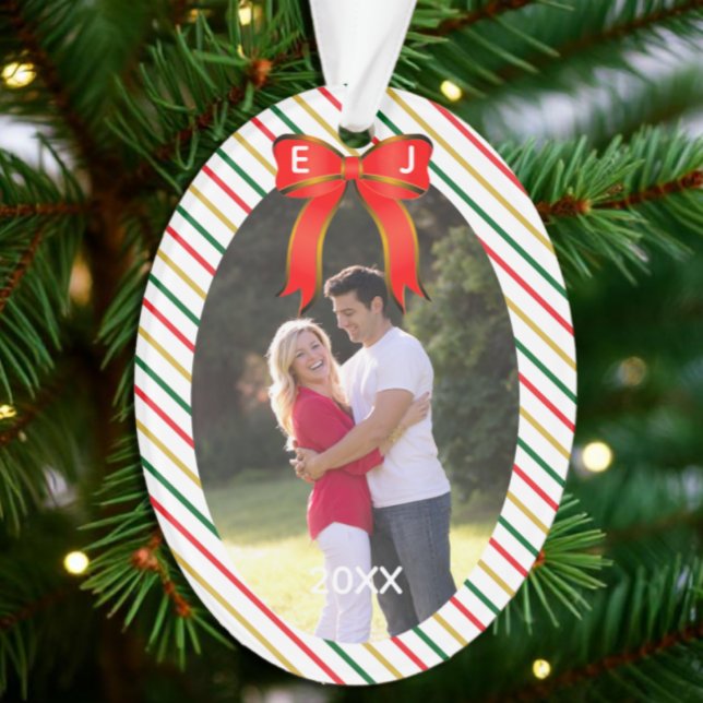 Christmas Bow Monogram Ornament (Creator Uploaded)