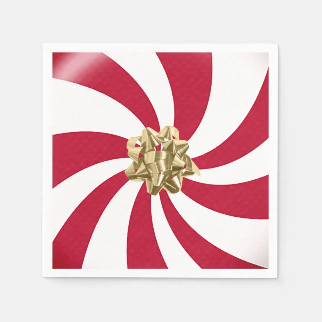 Christmas Bow on Peppermint Candy  Napkin (Front)