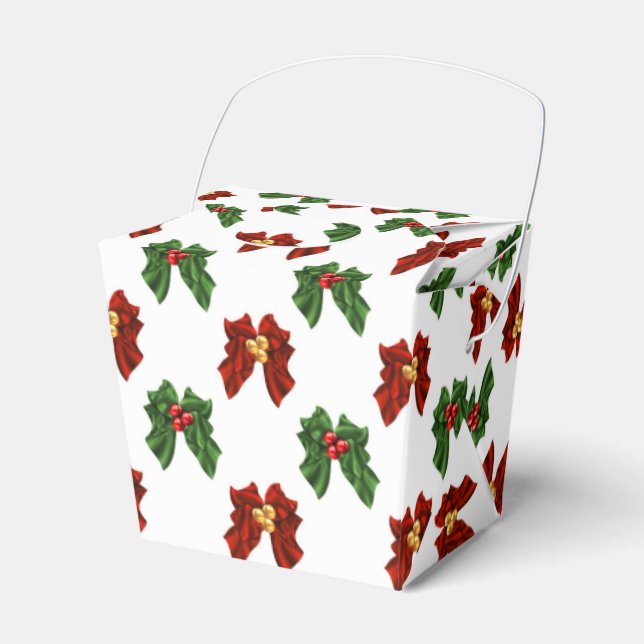 Christmas Bow pattern take out favour box (Front Side)