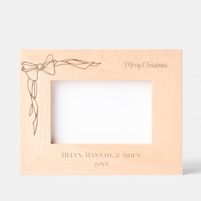 CHRISTMAS BOW PERSONALIZED  PICTURE ETCHED FRAMES (Front)