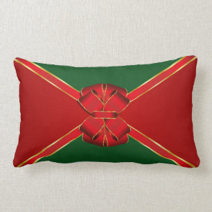 Christmas Bow Red and Green Lumbar Cushion