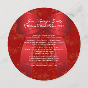 Christmas Bow Red Family Dinner Menu Template
