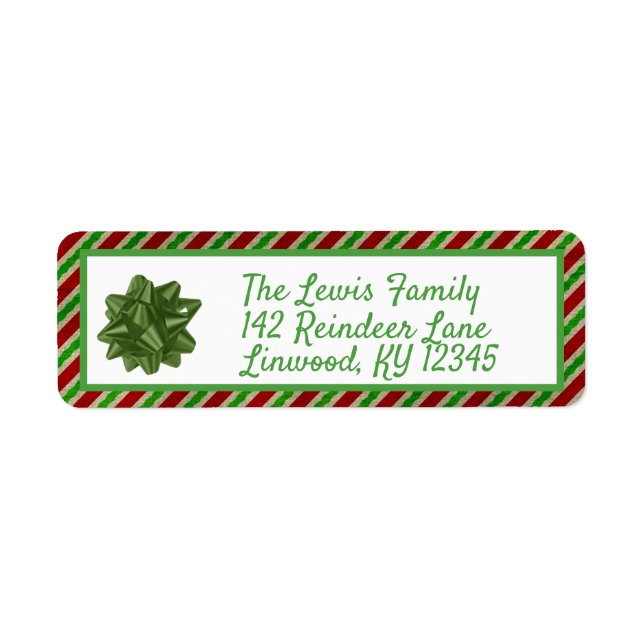 Christmas Bow Return Address Label (Front)