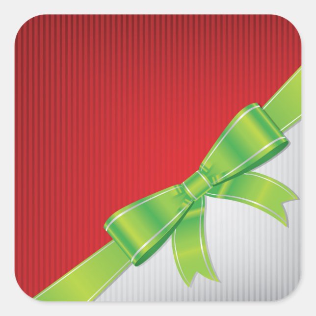 Christmas bow square sticker (Front)