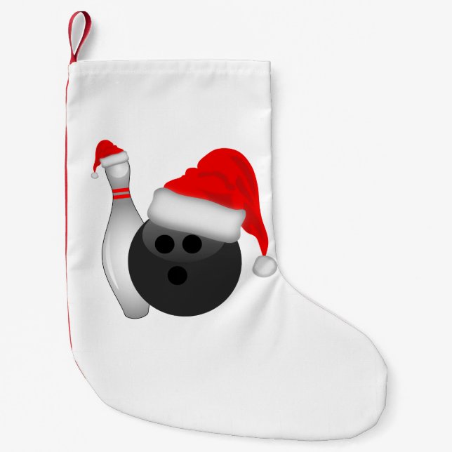 Christmas Bowling Ball and Pin Small Christmas Stocking (Front)