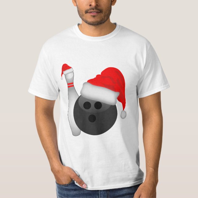 Christmas Bowling Ball and Pin T-Shirt (Front)