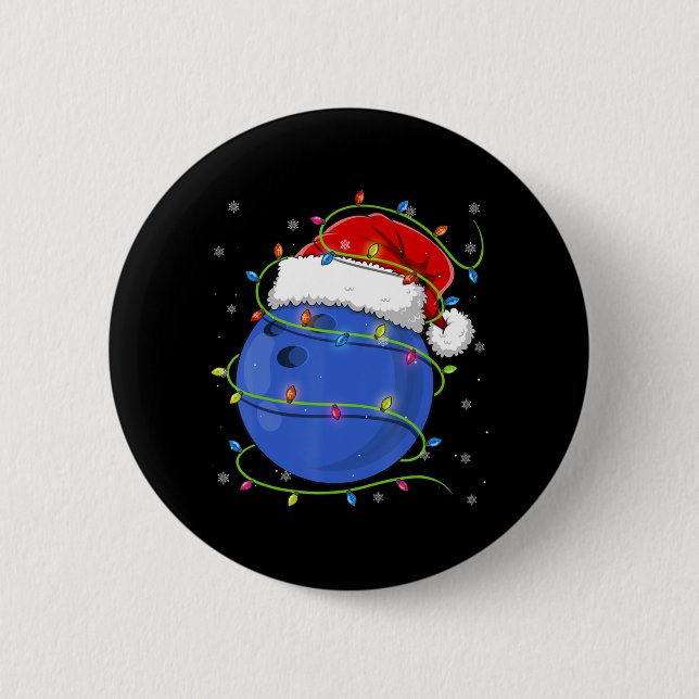 Christmas Bowling Ball Santa Hat Matching Family P 6 Cm Round Badge (Front)