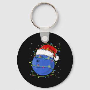 Christmas Bowling Ball Santa Hat Matching Family P Key Ring