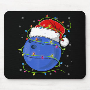 Christmas Bowling Ball Santa Hat Matching Family P Mouse Pad