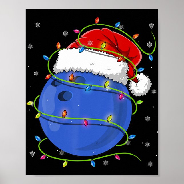 Christmas Bowling Ball Santa Hat Matching Family P Poster (Front)