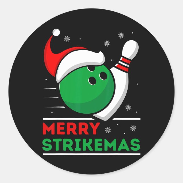 Christmas Bowling  Classic Round Sticker (Front)