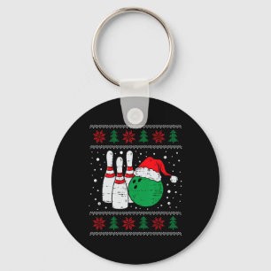 Christmas Bowling Hat Santa Bowler Ugly Xmas Men W Key Ring