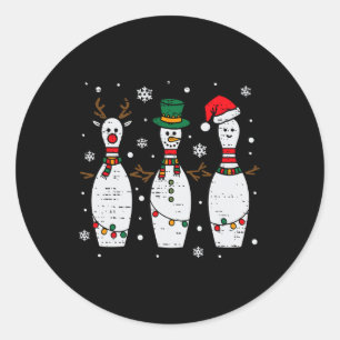 Christmas Bowling Hat Santa Bowler Xmas Sport Men Classic Round Sticker