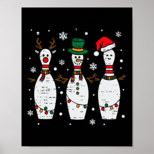 Christmas Bowling Hat Santa Bowler Xmas Sport Men Poster