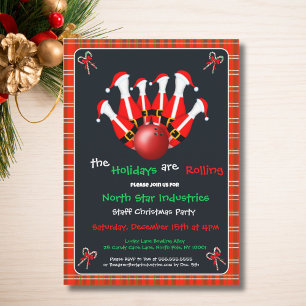 Christmas Bowling Holiday Party Card