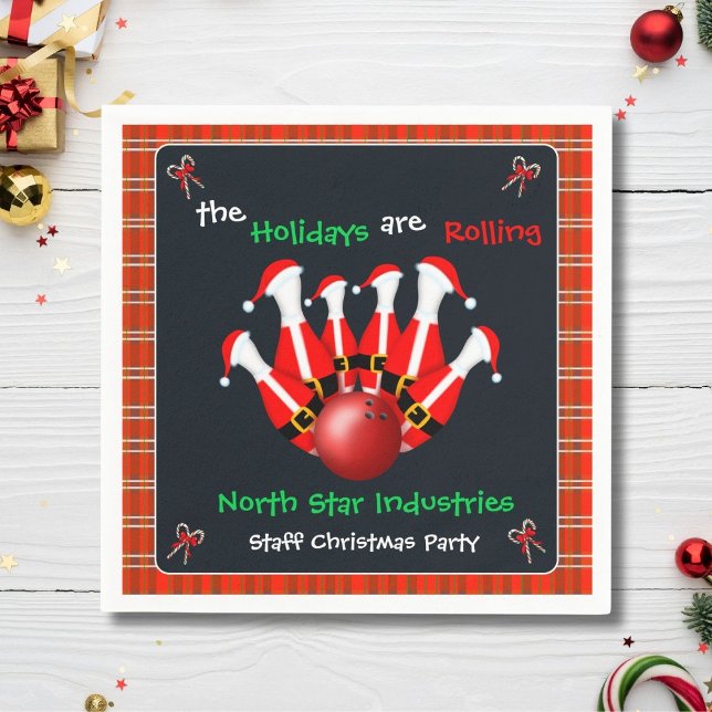Christmas Bowling Holiday Party Napkin (Creator Uploaded)