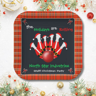 Christmas Bowling Holiday Party Paper Plate