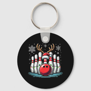 Christmas Bowling Pins Reindeer Xmas Bowler Men Wo Key Ring