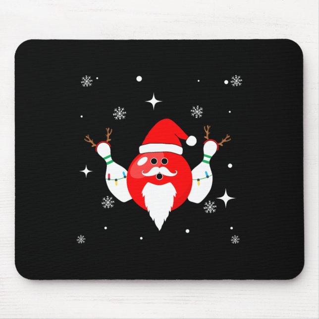 Christmas Bowling Santa's Bowling Team Into The Ho Mouse Pad (Front)