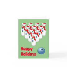 Christmas Bowling Snowmen Folded Holiday Card