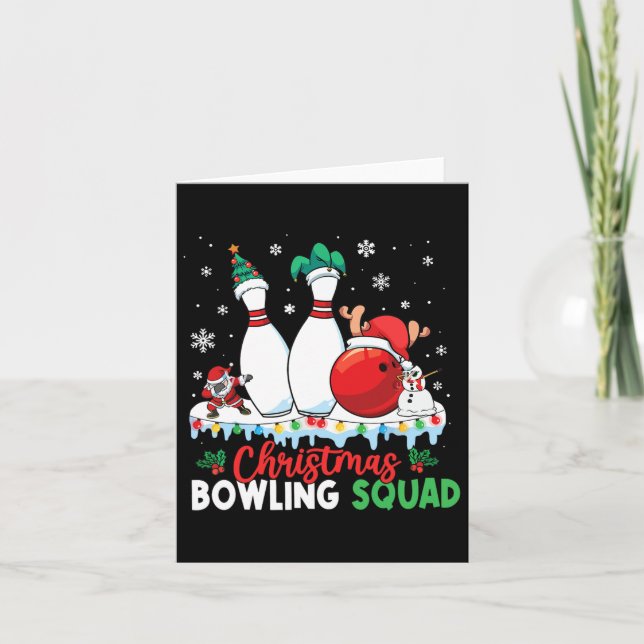 Christmas Bowling Squad Dabbing Santa Funny Christ Card (Front)