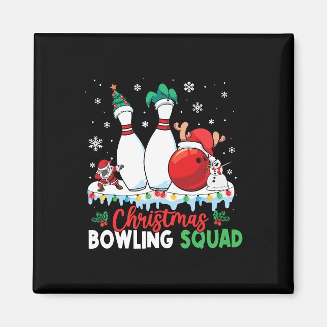 Christmas Bowling Squad Dabbing Santa Funny Christ Magnet (Front)