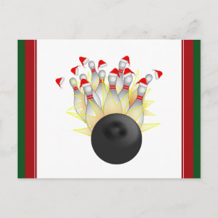 Christmas Bowling Strike Holiday Postcard