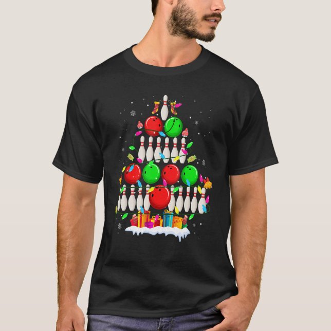 Christmas Bowling Tree  For Bowling  Men Women T-Shirt (Front)