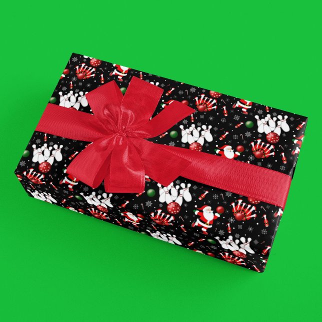 Christmas Bowling with Santa Claus Wrapping Paper (Creator Uploaded)