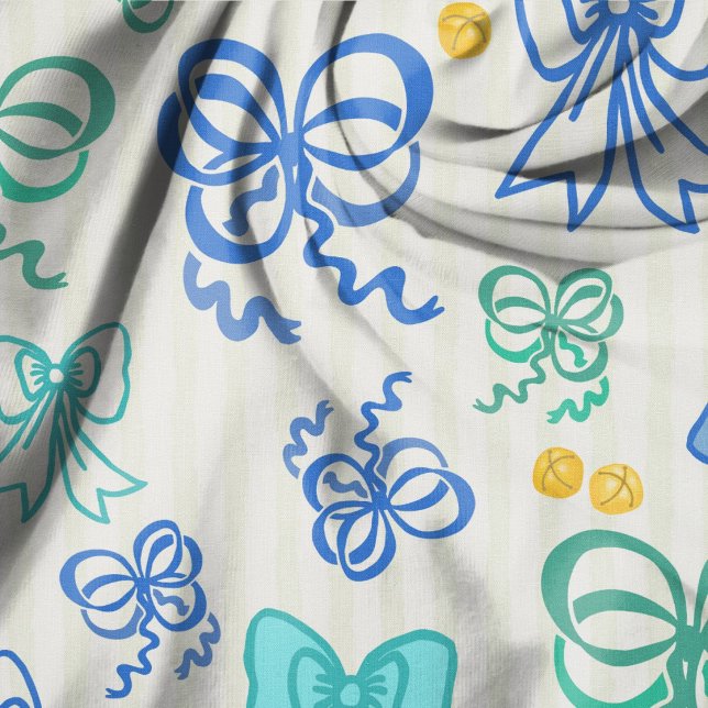 Christmas Bows and Bells Illustrated Pattern Fabric (Creator Uploaded)